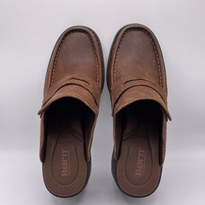 BORN BROWN SUEDE LOAFER CLOGS